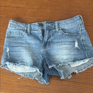 SO Blue Jean Shorts with Frayed Hem and Distressed Look